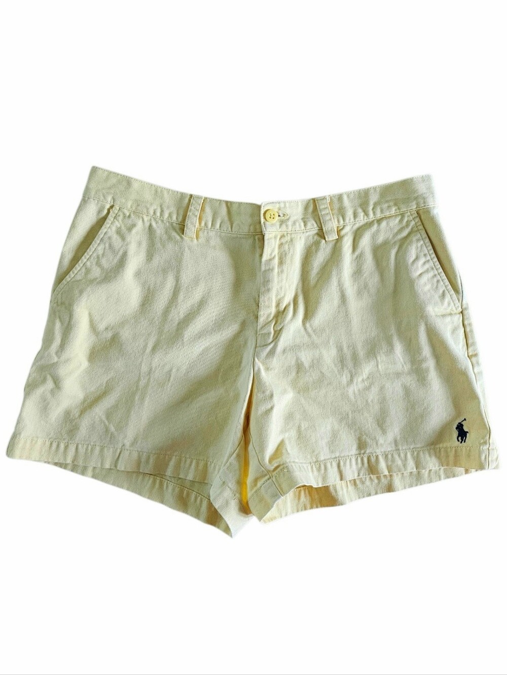 Vintage Ralph Lauren Sport Butter yellow Shorts with Navy Polo Logo Cotton